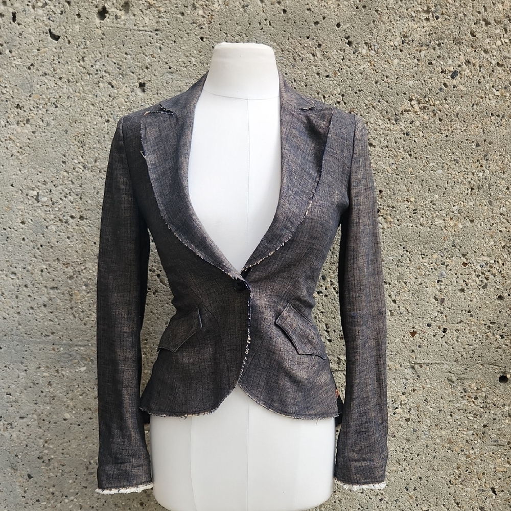Boss Charcoal Grey Blazer Tailored Notched Lapels
